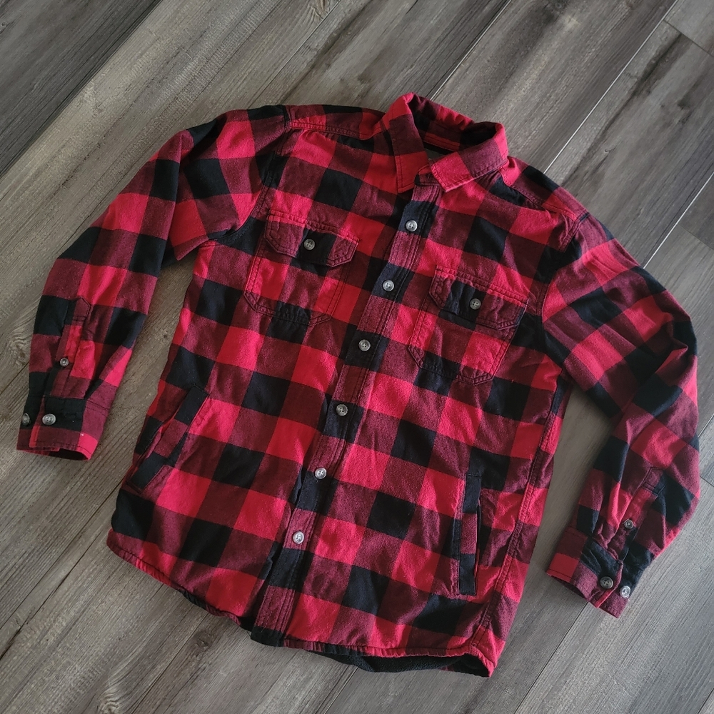 Men's S Eddie Bauer Fleece Lined Shirt Jacket Small in Buffalo Plaid